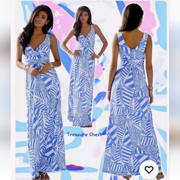 Lilly Pulitzer Vibrant Blue and White Maxi Dress - Picture 1 of 6